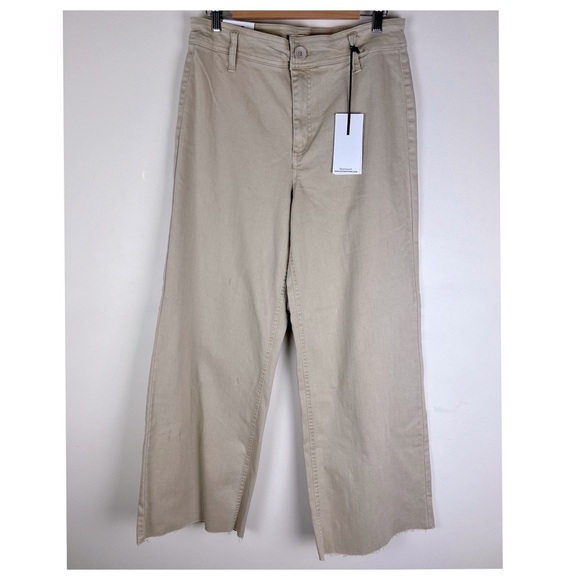 OAT NY | High Rise Wide Leg Raw Hem Oat Milk Tan Color Denim Pants | 10 / 30 - Picture 6 of 10